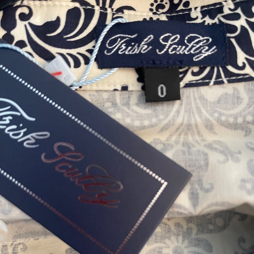 Trish Scully Costance Maxi Dress NWT Size 0 | Navy Damask Cottagecore Button-Up - Picture 6 of 12